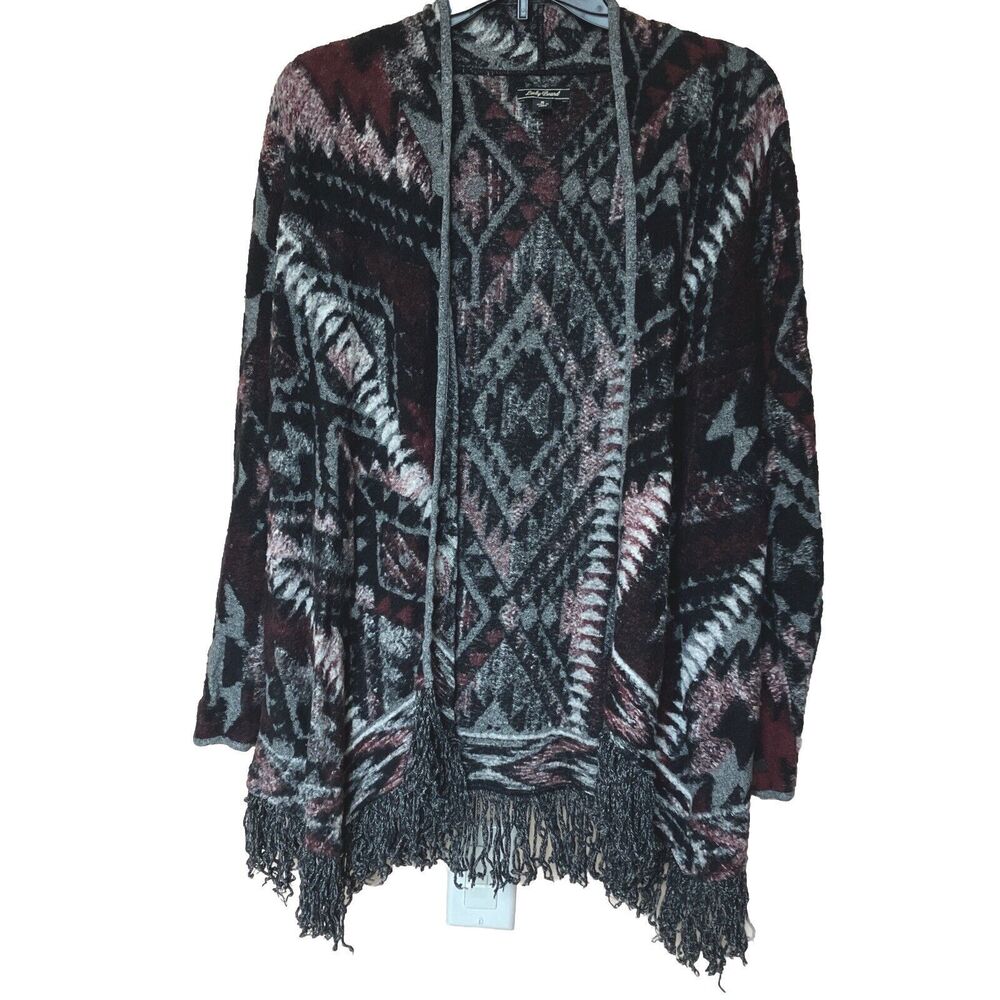 Lucky Brand Cardigan Women’s Small Open Front Brushed Knit Southwest Western